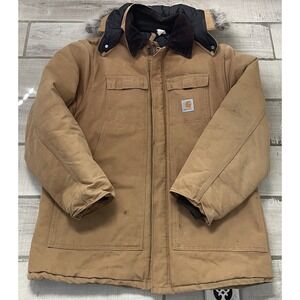 Carhartt Jacket CQ186 BRN w/Hood Mens 48 Quilt Lined